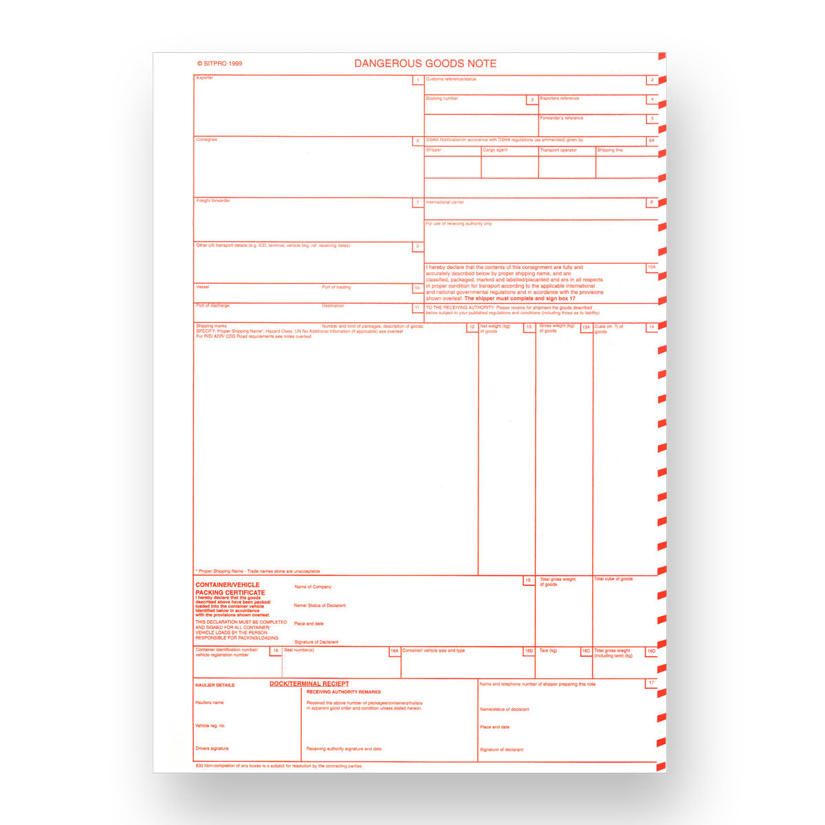 Dangerous Goods Note