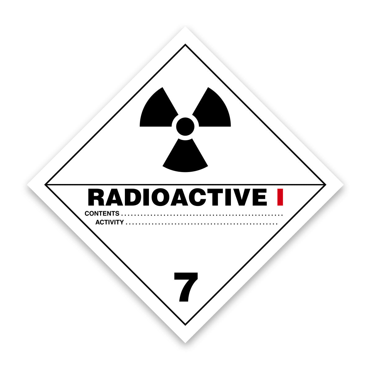 Code V7.1 Hazard Label 100mm x 100mm Class 7 Radioactive 7 I (7.1) - Rolls of 250