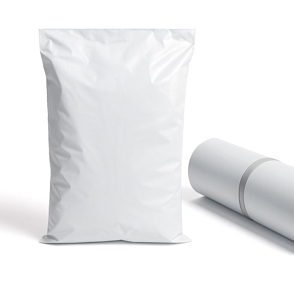 Courier Sacks Plain White -Robust Vinyl Material - Size 915 mm x 1525 mm - 100 sacks per roll