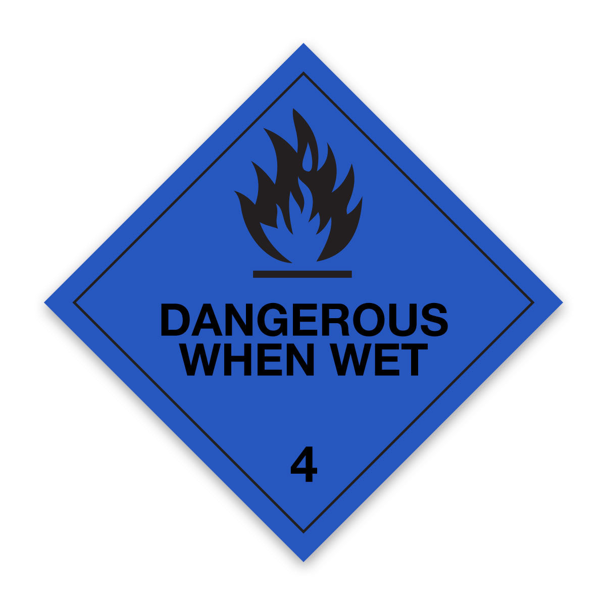 Code V4.3SMALL Hazard Label 50mm x 50mm Class 4 Dangerous When Wet 4.3 - Rolls of 250