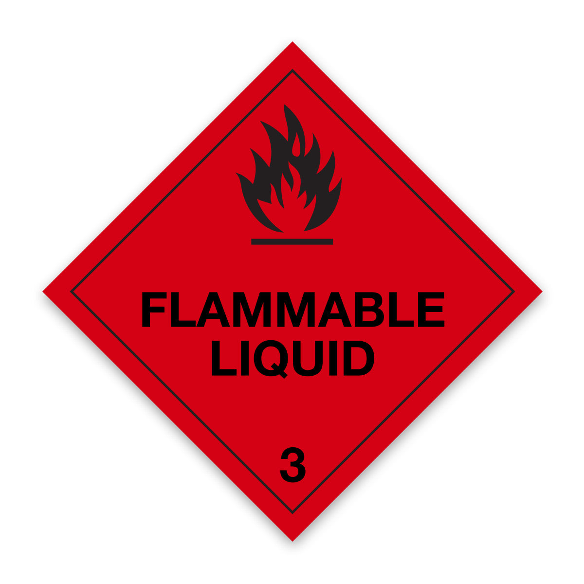 V3 Flammable Liquid 3 Hazard Label Class 3 100mm x 100mm - Rolls of 250