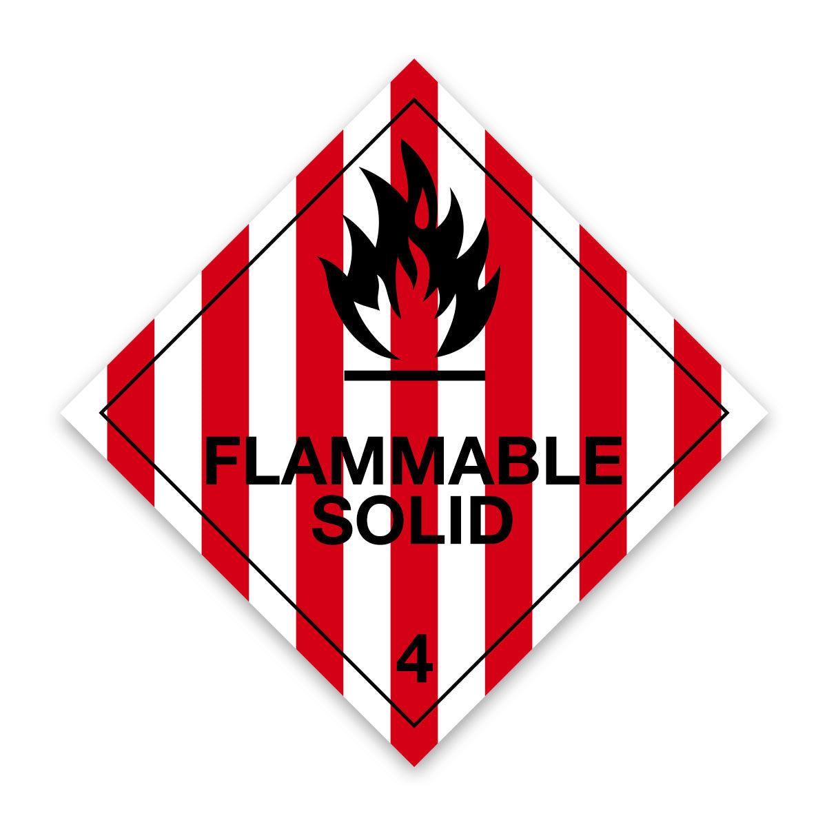Code V4.1SMALL Hazard Label 50mm x 50mm Class 4 Flammable Solid 4.1 - Rolls of 250