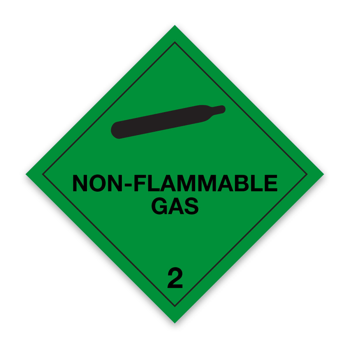 V2.2SMALL Hazard Triangle Non-Flammable Gas Label 50mm x 50mm Class 2 Non-Flammable Gas 2.2 - Rolls of 250
