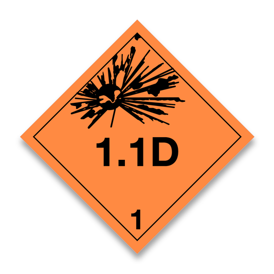 Placard/Container Label 250mm x 250mm Class 1 Explosive 1.1D