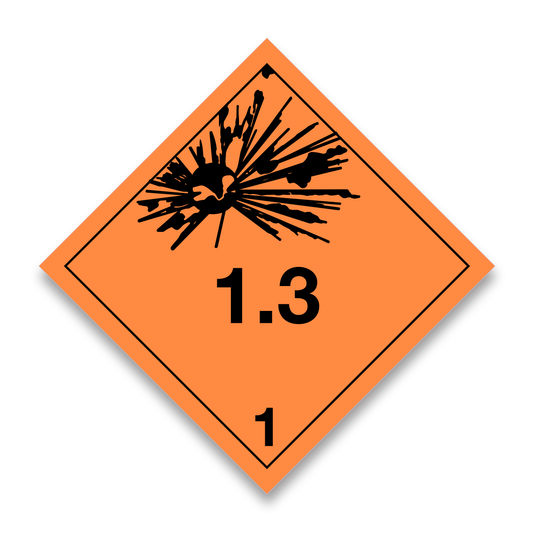 Placard/Container Label 250mm x 250mm Class 1 Explosive 1.3