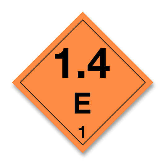 V1.4EN Hazard Label 100mm x 100mm Class 1 Explosive 1.4E No Text - Rolls of 250 (Code V1.4EN)