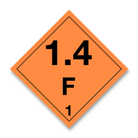 V1.4FN Hazard Label 100mm x 100mm Class 1 Explosive 1.4F No Text - Rolls of 250 9Code V1.4FN)