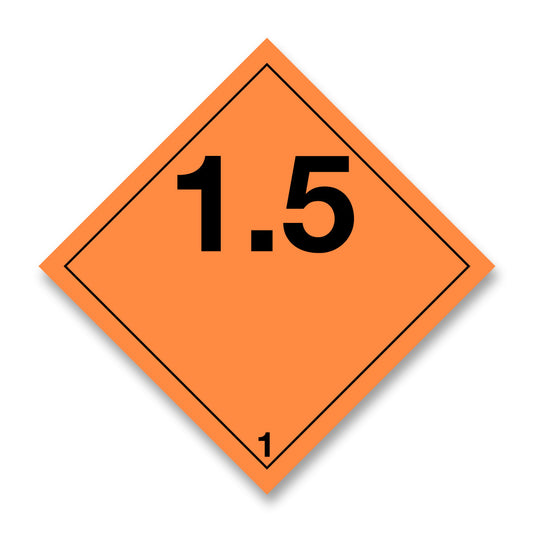 V1.5N Hazard Label 100mm x 100mm Class 1 Explosive 1.5 No Text  - Rolls of 250 Code V1.5N