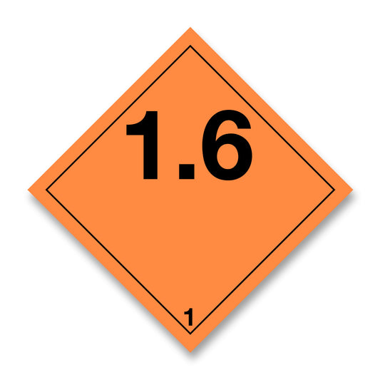 V1.6N Hazard Label 100mm x 100mm Class 1 Explosive 1.6 No Text - Rolls of 250 Code V1.6N