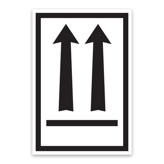 Black Arrows (Orientation) Handling Label  75mm x 110mm   Rolls of 250