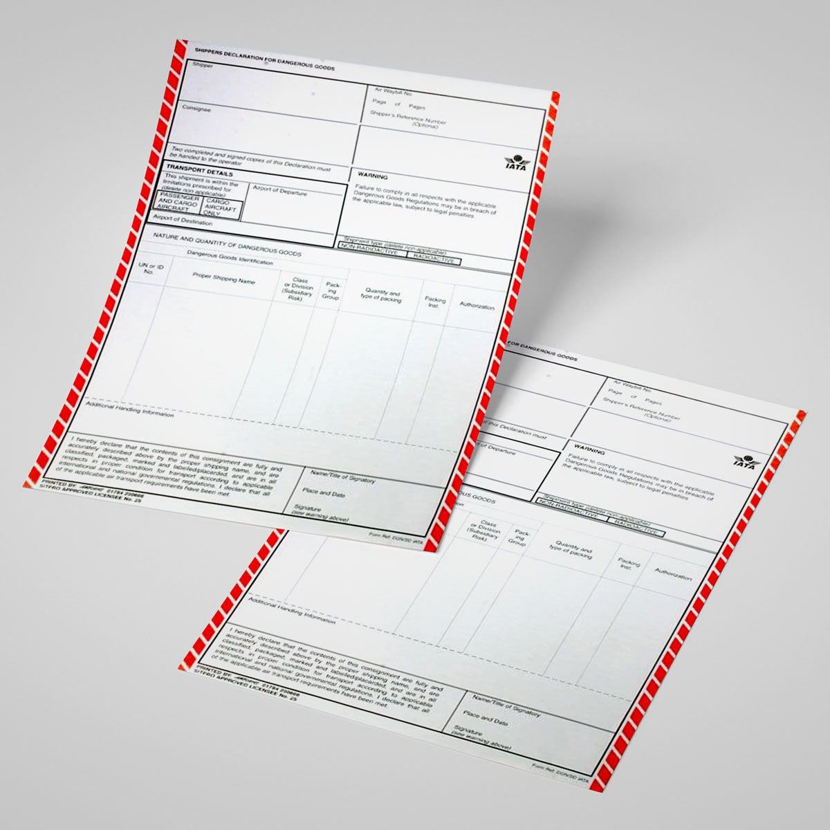 DGN IATA 1 Part (with columns) Pack of 100 - Code DGN/SD