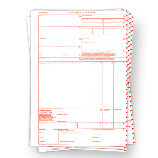 Dangerous Goods Notes   4 Part Tipped NCR Set