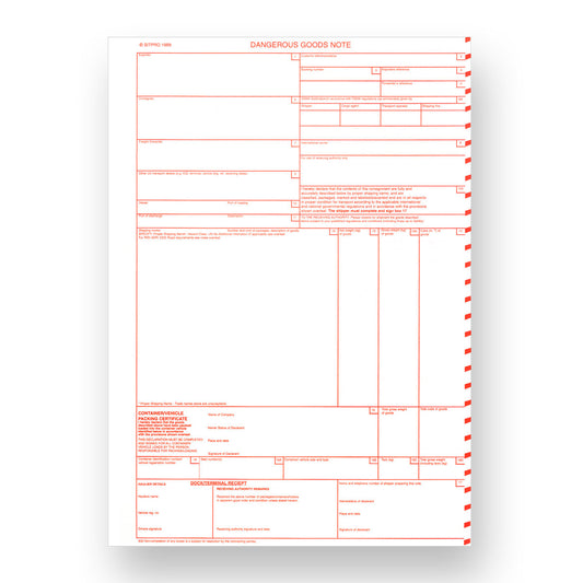 Dangerous Goods Notes   4 Part Laser Loose Leaf NCR