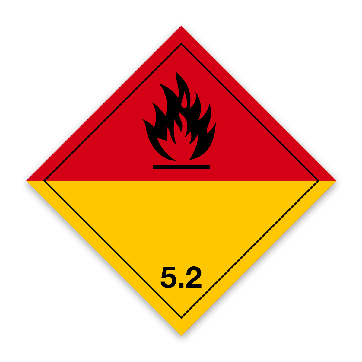 Class 5 Organic Peroxide 5.2 Placard/Container Label