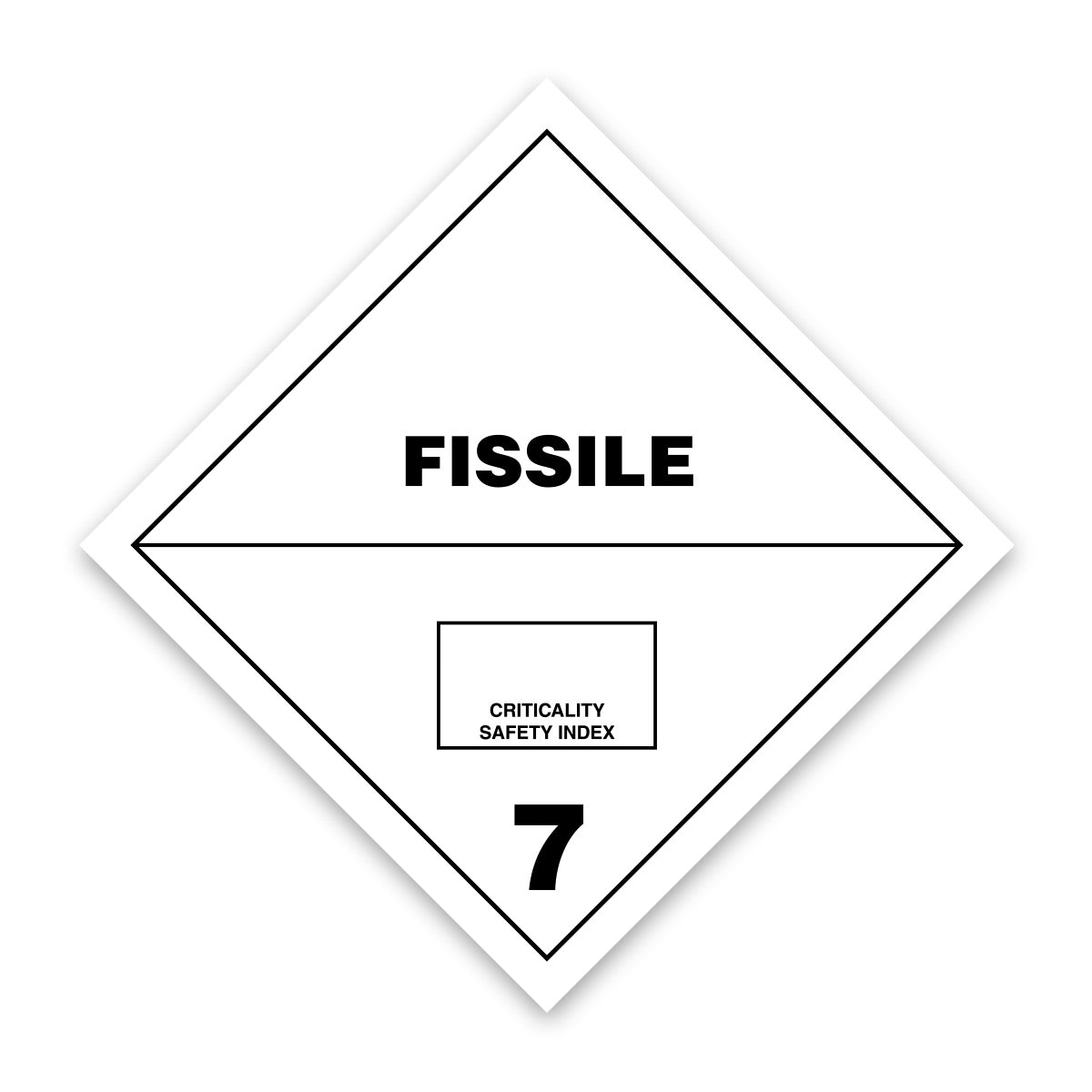 Code V7F Hazard Label 100mm x 100mm Class 7 Fissile - Rolls of 250