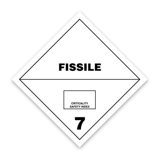 Code V7F Hazard Label 100mm x 100mm Class 7 Fissile - Rolls of 250