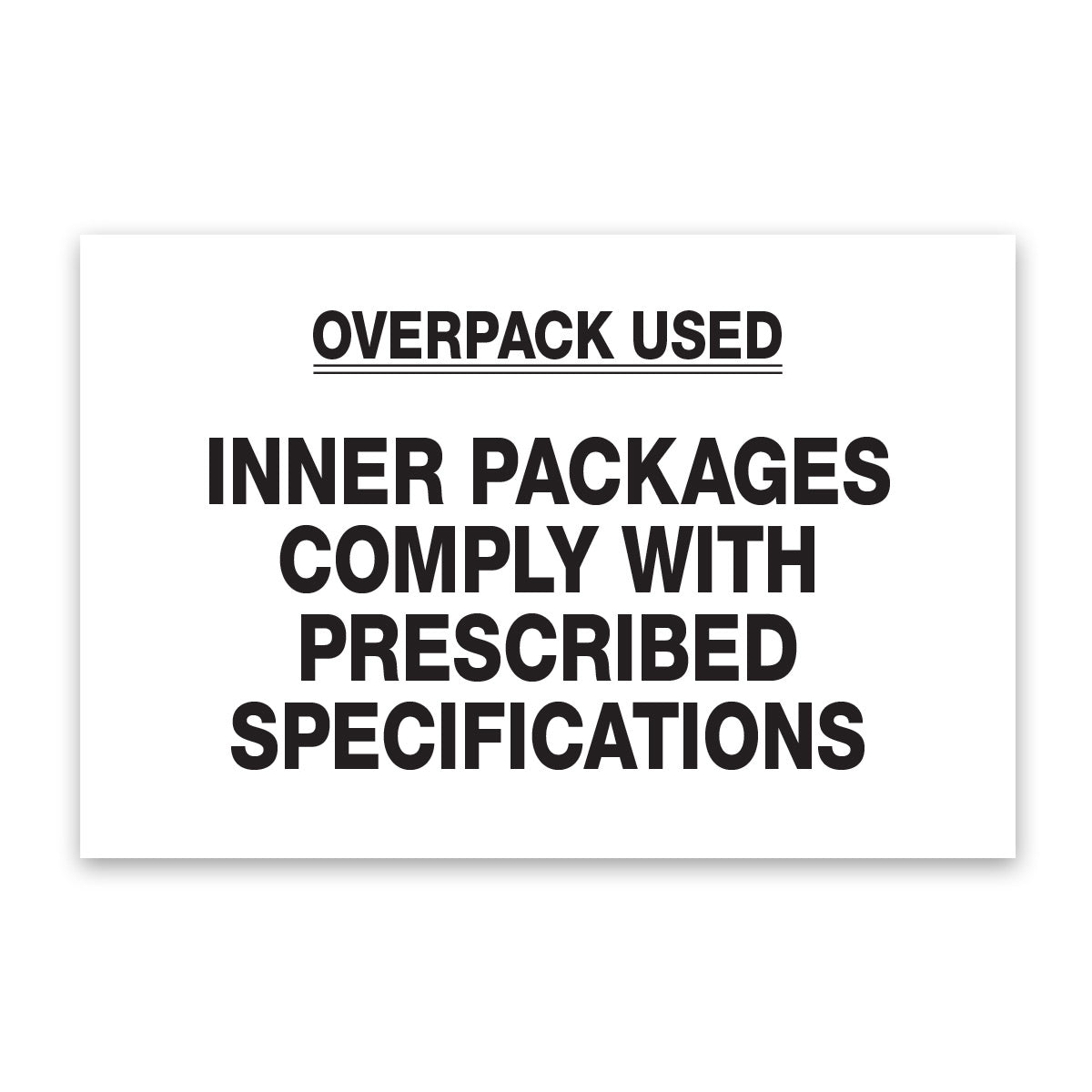 Inner Packages Comply With Prescribed Specifications Handling Label