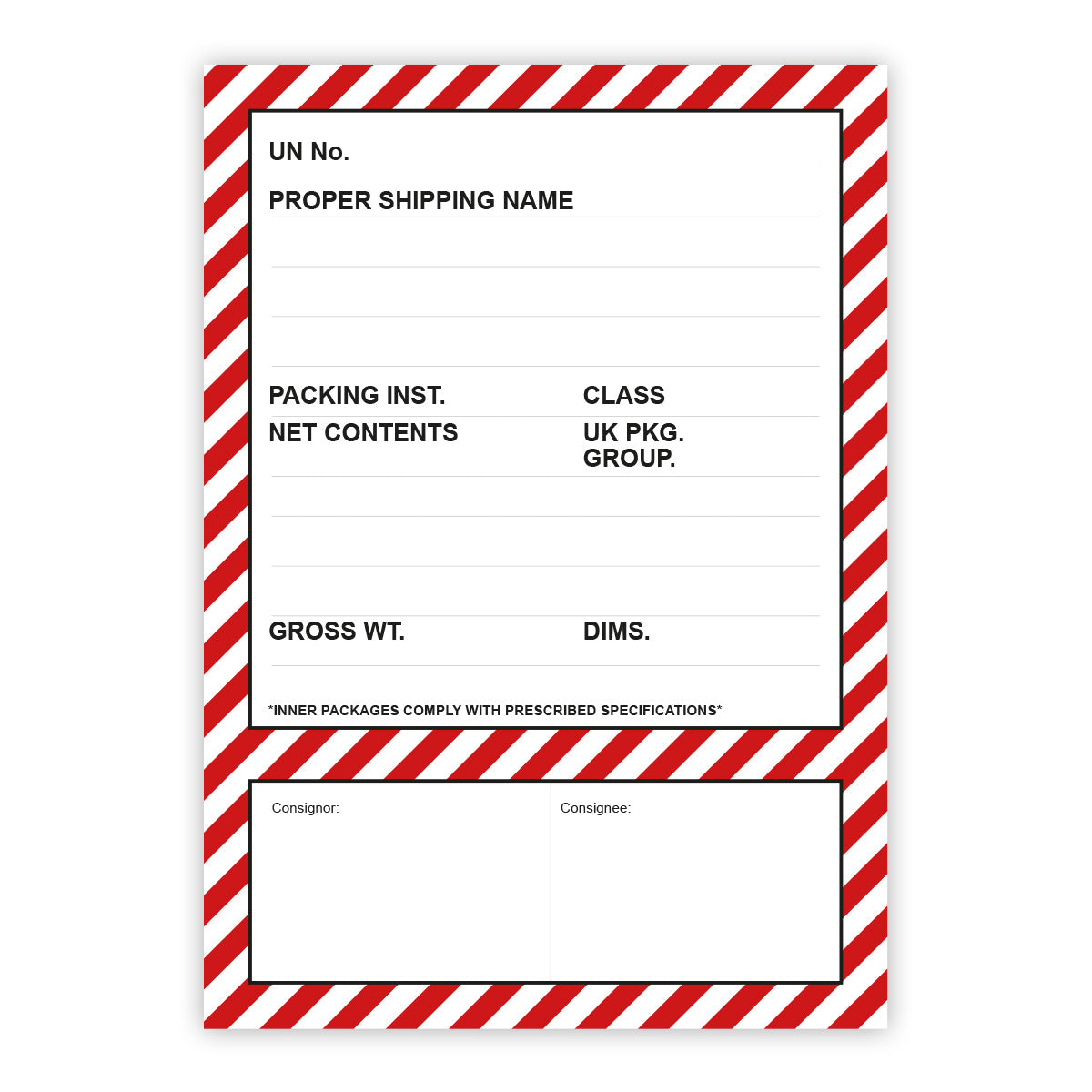 Proper Shipping Name Label - 190mm x 280mm - Pack of 100