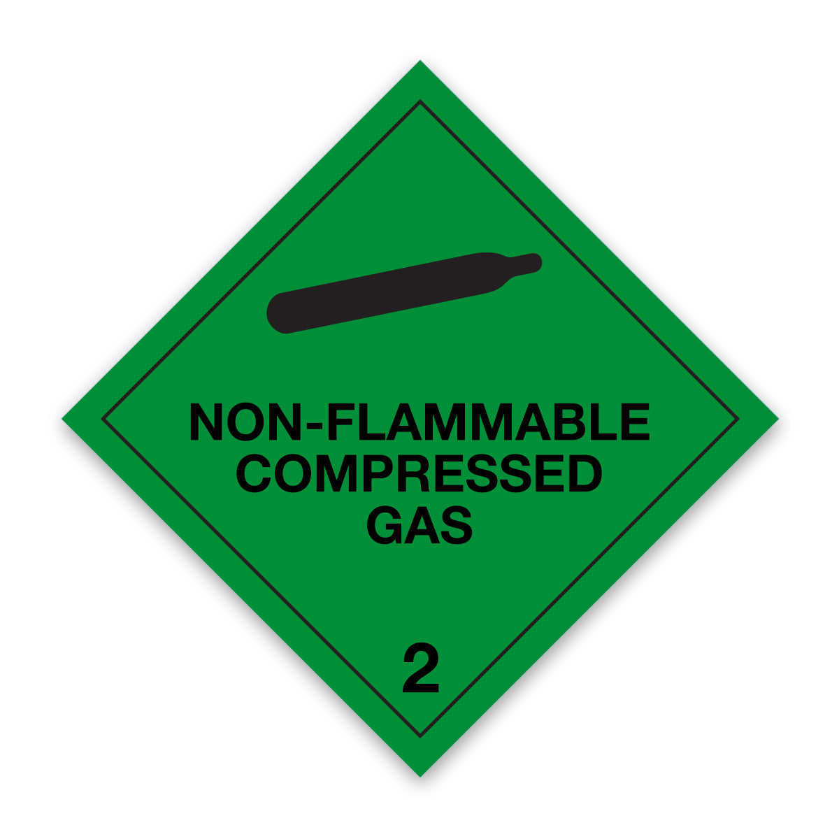 V2.2C  Non-Flammable Compressed Gas 2.2 Hazard Label Class 2 100x100mm - Rolls of 250