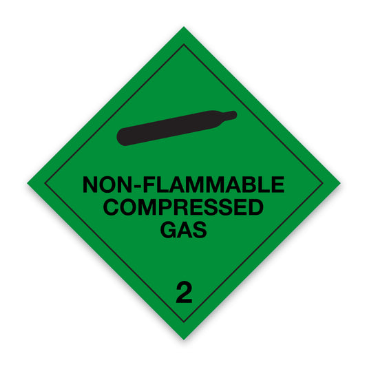 V2.2C  Non-Flammable Compressed Gas 2.2 Hazard Label Class 2 100x100mm - Rolls of 250