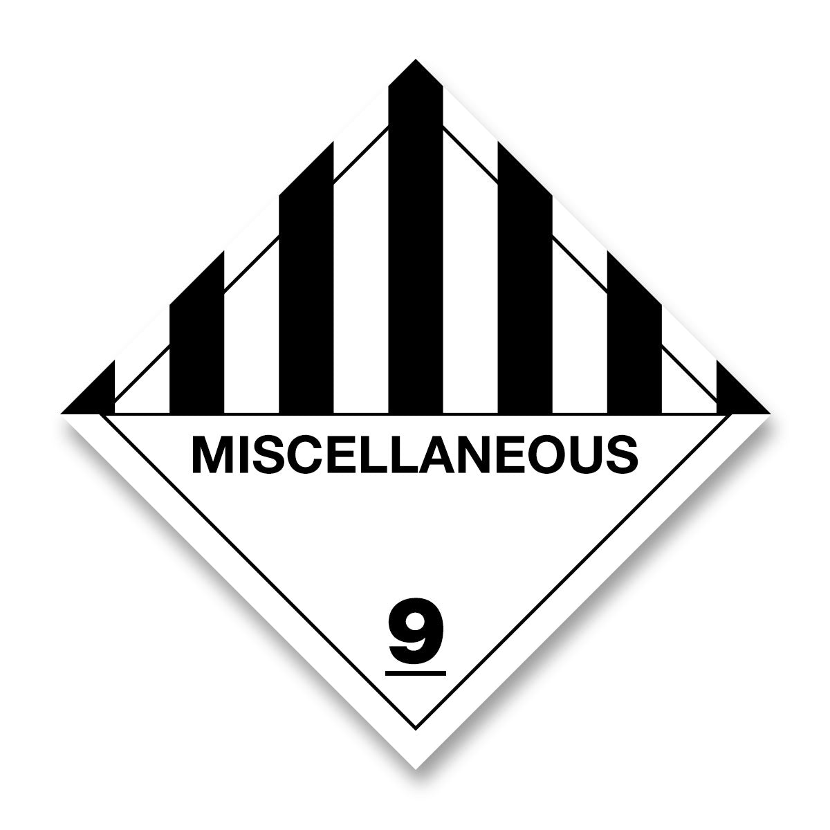 Hazard Label 100mm x 100mm Class 9  Miscellaneous 9 - Rolls of 250