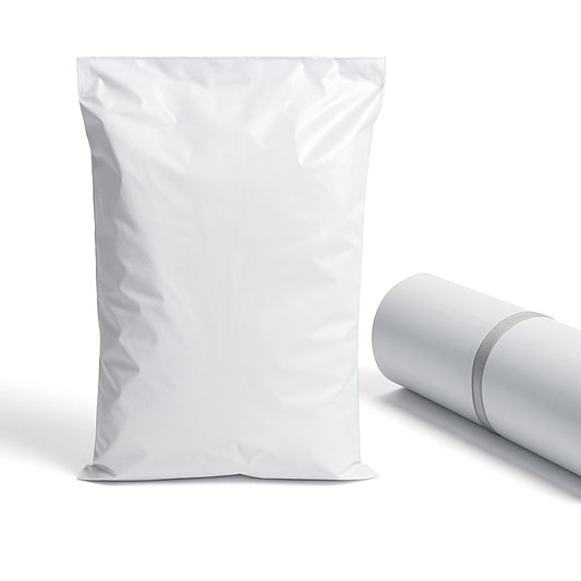 Courier Sacks Plain White -Robust Vinyl Material - Size 915 mm x  1525 mm  -  100 sacks per roll