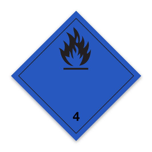 Placard/Container Label 250mm x 250mm Class 4 Dangerous when Wet 4.3
