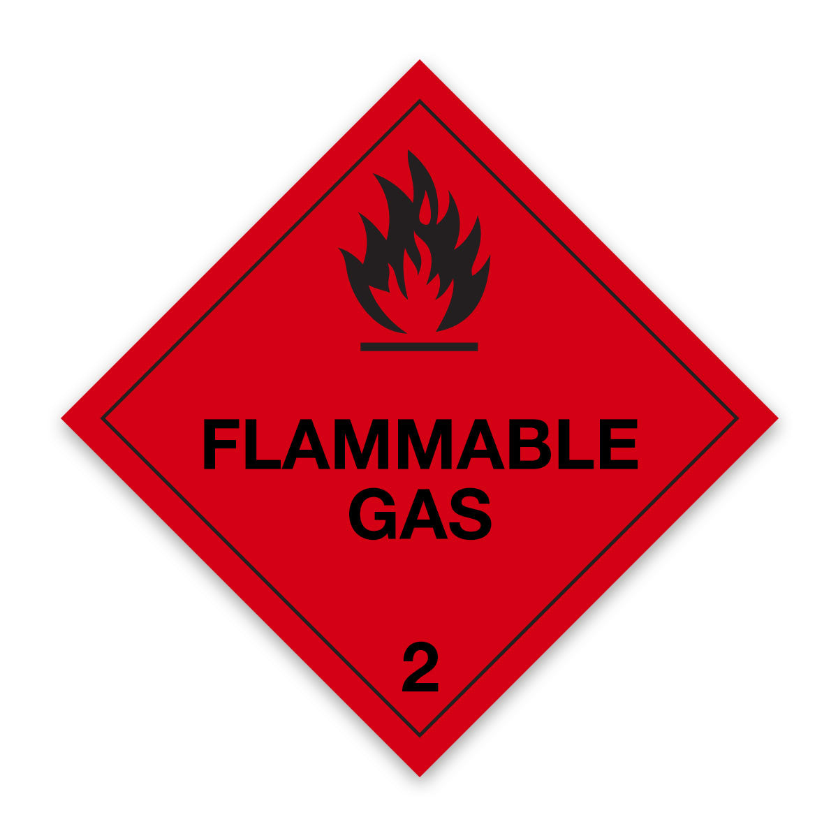 V2.1 Flammable Gas Hazard Label 100mm x 100mm Class 2 ( Flammable Gas 2.1) - Rolls of 250.1
