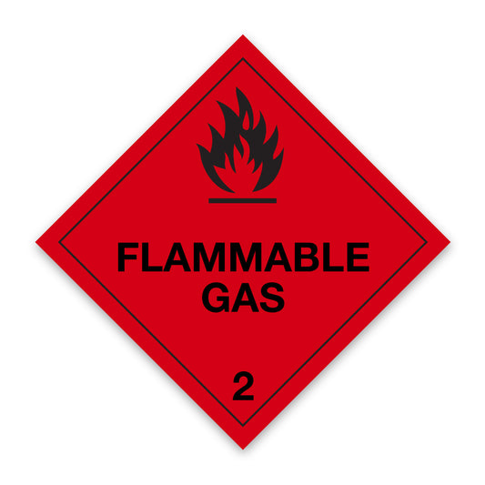 V2.1 Flammable Gas Hazard Label 100mm x 100mm Class 2 ( Flammable Gas 2.1) - Rolls of 250.1