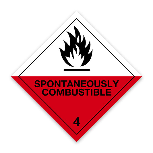 Code V4.2 Hazard Label 100mm x 100mm Class 4 Spontaneously Combustible 4.2 - Rolls of 250